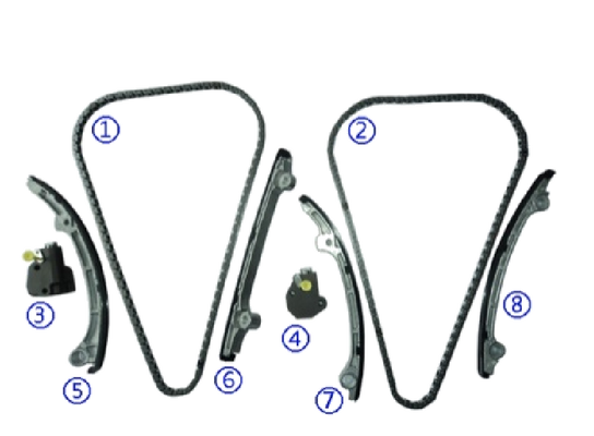Plastic PA66 / PA46 Timing Chain Kit voor INFINITI FX45 VK45DE V8 4.5L 03-08