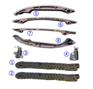 Kunststof PA66 / PA46 distributiekettingset voor INFINITI QX56 VK56DE V8 5.6L 5552cc 04-06