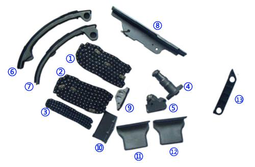 Plastic PA66 / PA46 Timing Chain Kit voor INFINITI 4494CC V8 90-96 Q45 32V DOHC