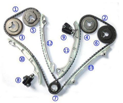 Kunststof PA66 / PA46 distributiekettingset voor INFINITI QX56 VK56DE V8 5.6L 5552cc 04-06