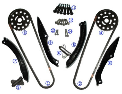 De timingsketen Kit For NAVARA NEEMT V9X V6 228HP 3.0L 2010,5 op - Diesel 43960R 06ct.k-1-114L 43960R 43960R 8200854971