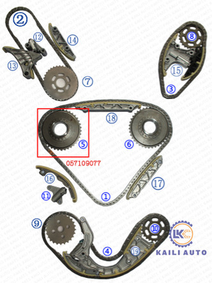 De Timingsketen van AUDI 2.7L CANA Assemblage VW PHAETON TOUAREG 3.0T CATA CASA CEXA 059109229J 106L 057109218K